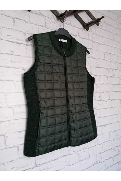 anne moda ankara Черен ватиран елек с цип и ликра