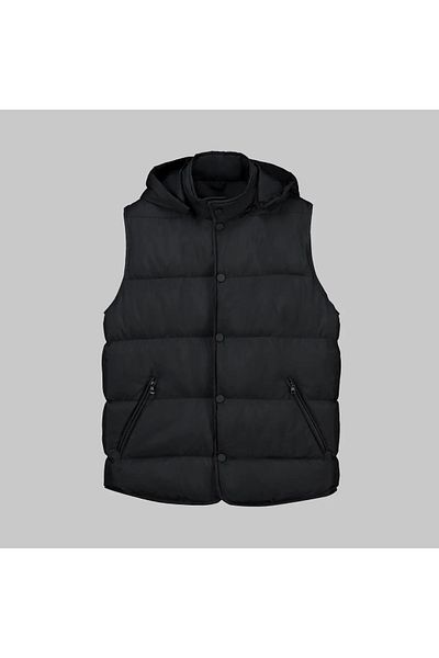 Sarar INTERVIEW PADDING HOODED VEST BLACK