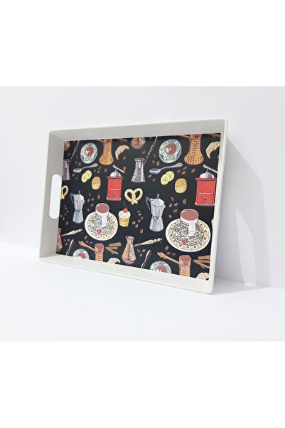 renkli çiçekler Tea Tray Plastic Patterned Tea Tray