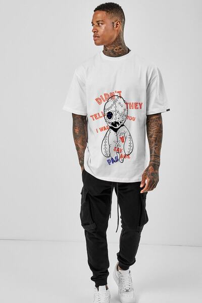 nrage Tricou alb supradimensionat cu imprimeu Savage NRAGE198