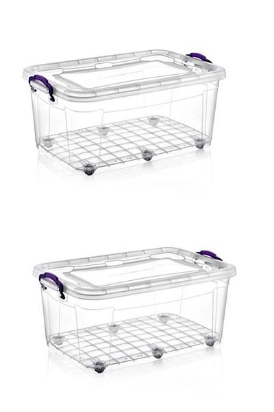 Polytime 2 Pieces 50 Liter Multi Box Storage Box with Wheels - E-512-2