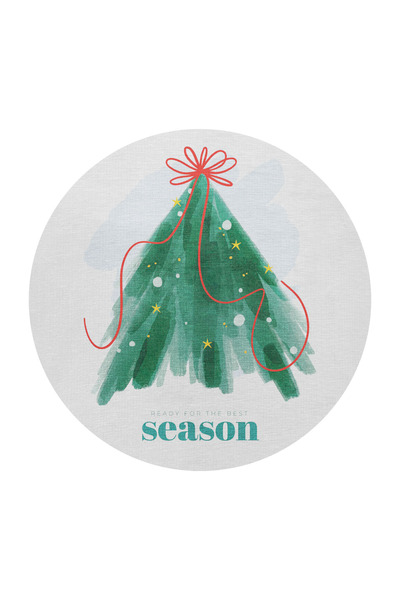 Rugs Modern Halı Green Beige New Year Themed Season Written Tree Patterned Mo...