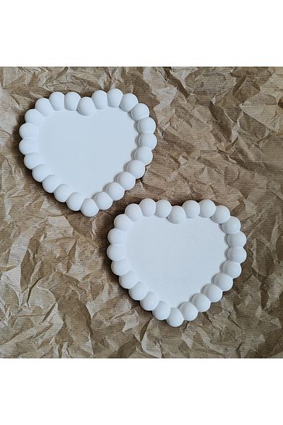 Minima Art Studio Jewelry Plate Organizer Plate Coaster Double Heart Bubble Set