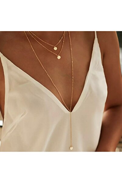 COSİBELLA Gold Uzun Pullu Kolye