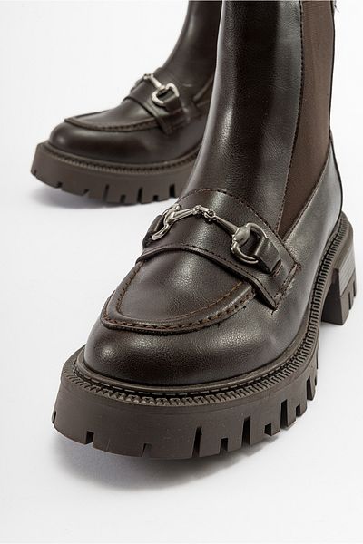 LuviShoes Жіночі черевики-челсі з коричневою пряжкою VESPER