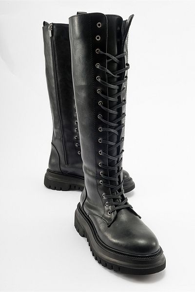 LuviShoes Жіночі черевики PEGOS чорні на блискавці