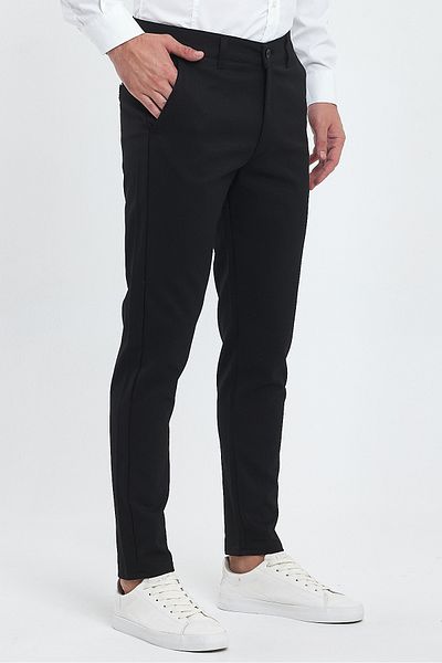 ukdwear Men's Black Italian Cut Honeycomb Pattern Linen Trousers