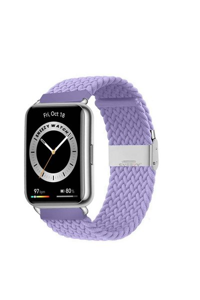 Sneezy Huawei Watch Fit 2 İle Uyumlu Metal Klips Solo Fiberlink Örgü Kordon