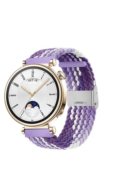 Sneezy Huawei Watch GT 4 41mm İle Uyumlu 18mm Metal Klips Solo Fiberlink Örgü...