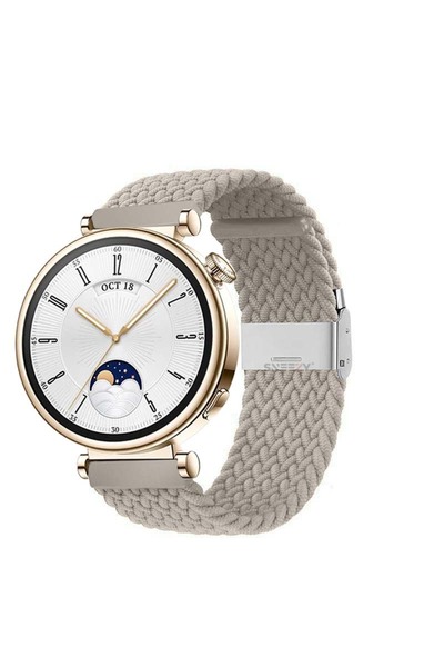 Sneezy Huawei Watch GT 4 41mm İle Uyumlu 18mm Metal Klips Solo Fiberlink Örgü...