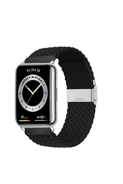 Sneezy Huawei Watch Fit 2 İle Uyumlu Metal Klips Solo Fiberlink Örgü Kordon
