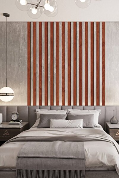 evdeucuz Dekorasyon Ahşap Şerit Duvar Panelleri Duvar Çıtası Iskandinav Ceviz Kahverengi (5 ADET)