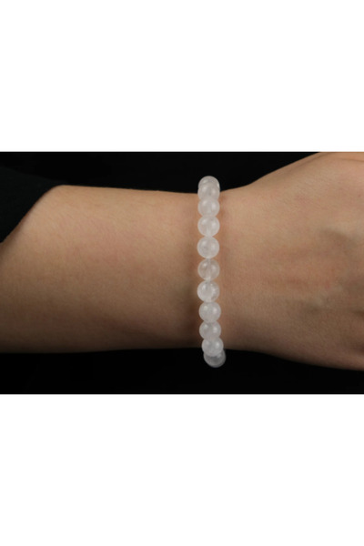 AKSESUARONE CERTIFIED WHITE QUARTZ NATURAL STONE BRACELET 8 MM