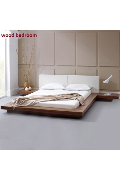 munywood Masif Kestane Ahşap Karyola Japon Yatak Wood Bedroom