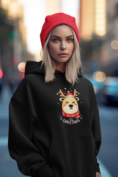Serbella Black New Year Merry Christmas Special Design New Year Themed Gift Hooded Sweatshirt