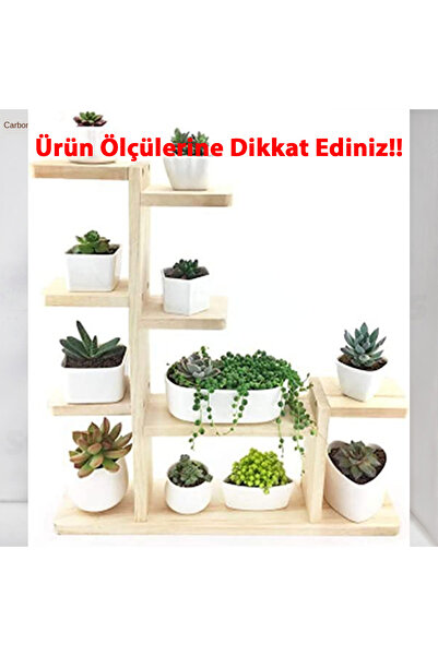 Tiydem Ahşap Masaüstü Pencere Önü Rafı / Skulent, Kaktüs Saksı Rafı/ Ahşap Çi...