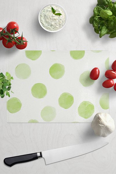 Postifull Cutting Board, Printed on Thick and Unbreakable Glass - Pastel Green Pun Printed - 21*30cm, Chopping Board