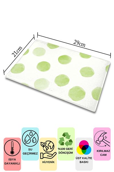 Postifull Cutting Board, Printed on Thick and Unbreakable Glass - Pastel Green Pun Printed - 21*30cm, Chopping Board
