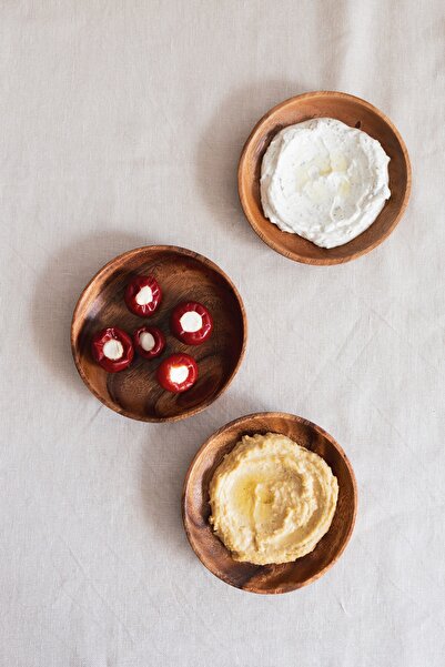 Dekorzdükkan Set of 4 Acacia Appetizer Plates