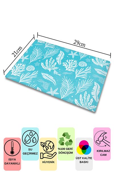 Postifull Cutting Board, Printed on Thick and Unbreakable Glass, Blue Ocean Drawing Printed - 21*30cm, Chopping Board