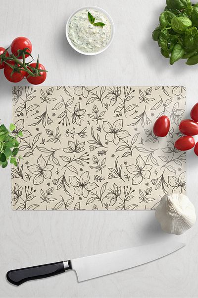Postifull Cutting Board, Thick and Unbreakable Glass, Colorful Botanical Flower Printed - 21*30cm, Chopping Board