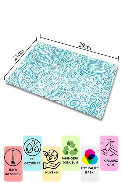 Postifull Cutting Board, Printed on Thick and Unbreakable Glass, Blue Ocean Drawing Printed - 21*30cm, Chopping Board