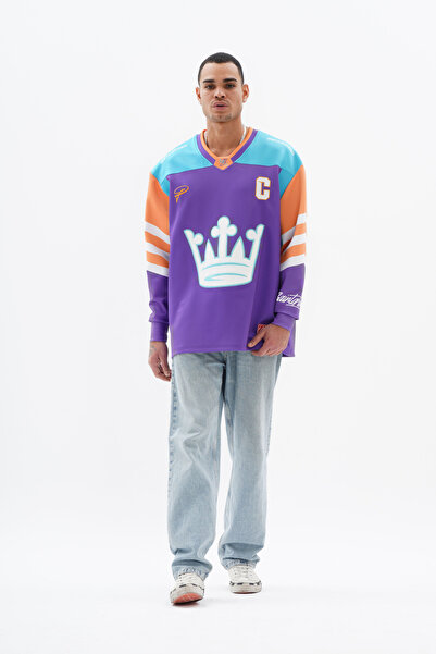 SaintGreyHills Crown Oversıze Deri Aplikeli Skı Jersey