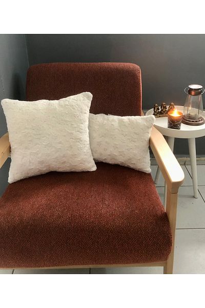 YEKTA MOBİLYA Set of 2 Plush Fleece Throw Pillow Cover - Single Sided and Star White Gift Decorative