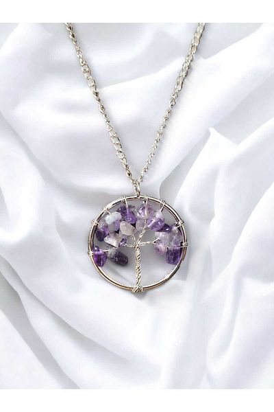 Doğaltaş Amateur Stoned Tree of Life Necklace Black with Gift Box
