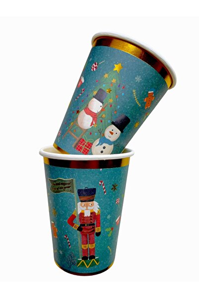 BalinMandalin Yılbaşı, Yeni Yıl Partisi Fındıkkıran, Yılbaşı Ağacı, Kardan Adam Desenli Karton Bardak, 8'li