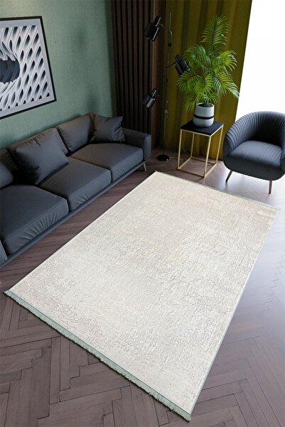 10 Post Online Salon Halısı Modern Spor Ekru Kaydırmaz Kesme Yıkanabilir Ince Halı Tüysüz Kilim