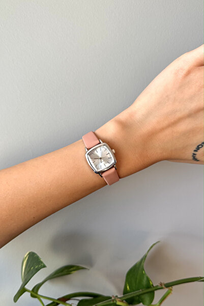 pierrose Yavruağzı Leather Cord Vintage Square Minimal Women's Wristwatch