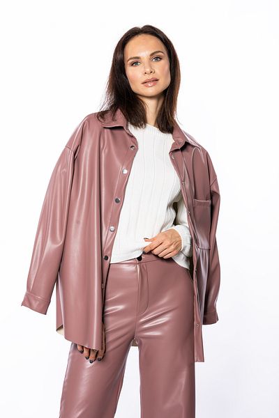 Grenj Fashion Pantaloni largi din piele Dusty Rose cu buzunar