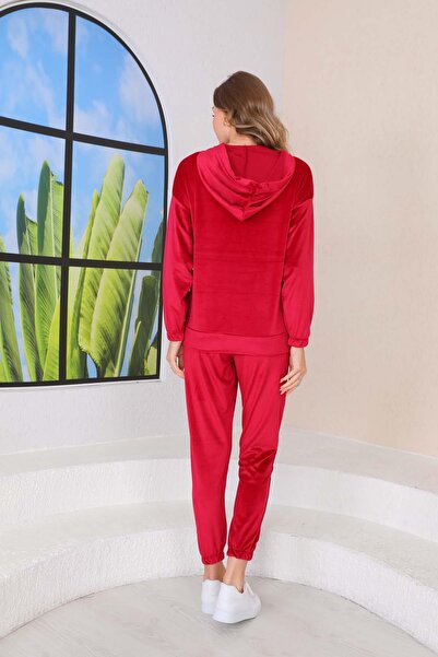 WestBound Γυναικείο ΚΟΚΚΙΝΟ Λούτρινο Βελούδινο Σετ δύο τεμαχίων