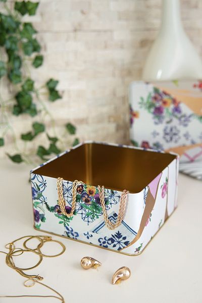 EVLE Er028-u5 Kint Sugi Patterned Square Metal Storage Container 20x20 Cm
