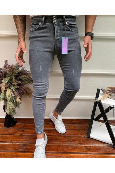 çerme Ανδρικά νύχια Σκούρο Γκρι Slim Fit Lycra Ανδρικά τζιν παντελόνια