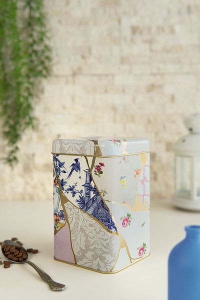 EVLE Er022-4ı Kint Sugi Mesh Patterned Square Metal Storage Container 11x11 Cm