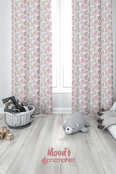 Moud's ستارة خلفية لغرفة الاطفال والرضع بطبعة قلوب ملونة مع جناحين - PRD-35