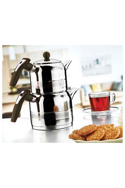 Kahramanlar Steel Rain Mini Size Steel Teapot Black