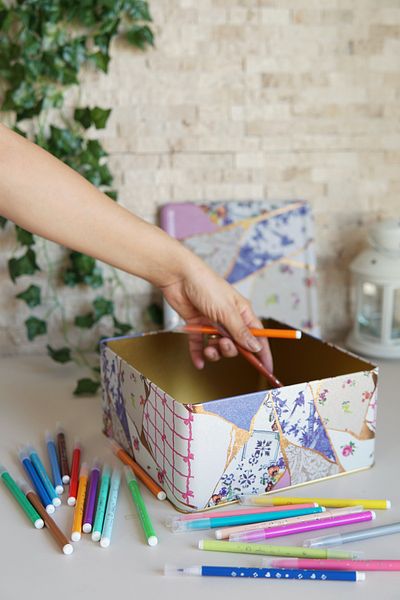 EVLE Er029-u5 Kint Sugi Patterned Square Metal Storage Container 24x24 Cm