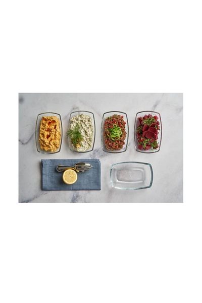 Paşabahçe Tokio Glass Presentation Plate - 8 Piece Glass Breakfast Snack Bowl