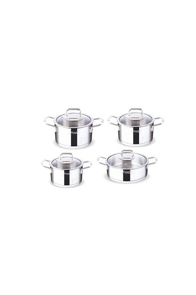 FMS Yıldız Silver 8 Piece Steel Pot Set