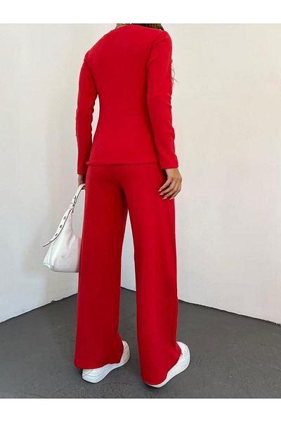 cool lock Women's Red Ribbed Camisole Set
