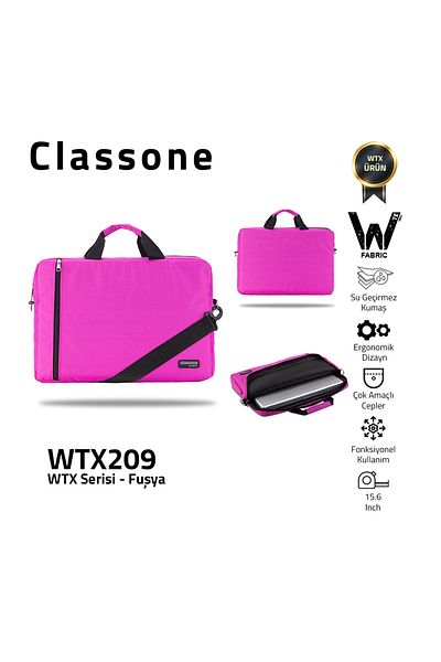 Classone Wtx209 Wtxpro Series قماش مقاوم للماء 15.6 بوصة ماك بوك، كمبيوتر محمول، حقيبة يد للكمبيوتر المحمول - فوشيا