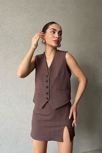 Seda Yalçın Atelier Brown Front Slit Skirt