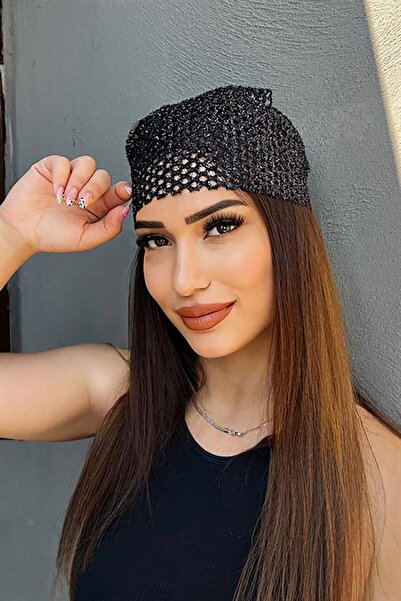 TAKIŞTIR Black Glitter Scarf