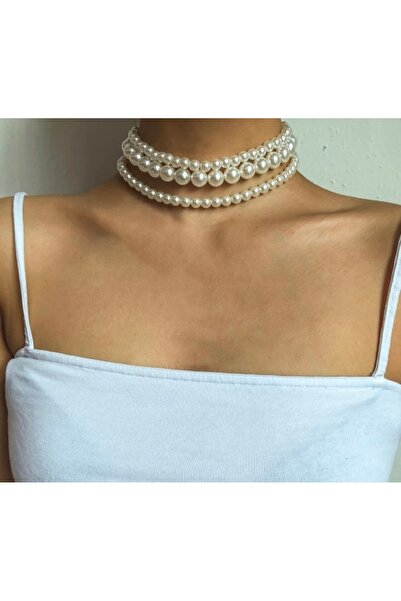 dalyatelıer Mayorka Incili Üçlü Choker Kolye