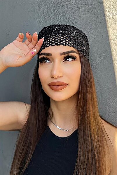 TAKIŞTIR Black Glitter Scarf