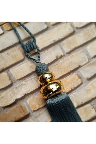 Akcan Anthracite Color Gold Panama Long Bracelet