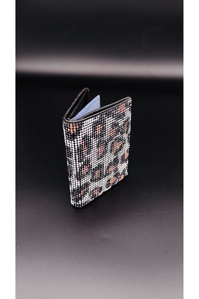 Fox Leopard Patterned Stone Card Holder Wallet